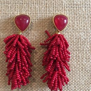 Red Stella and dot statement fringe earrings